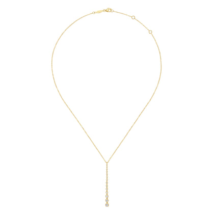 14K Yellow Gold Diamond Station Bar Pendant Necklace