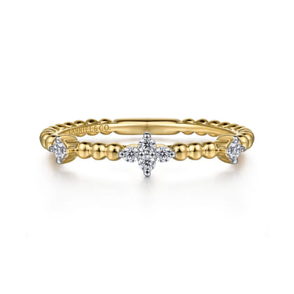 14K Yellow Gold Diamond Station Bujukan Stackable Ring