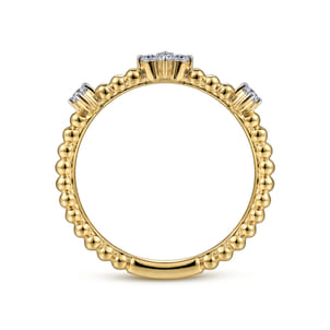 14K Yellow Gold Diamond Station Bujukan Stackable Ring