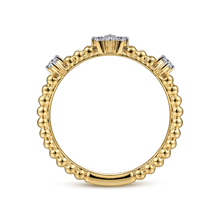 14K Yellow Gold Diamond Station Bujukan Stackable Ring - 0.1 ct - Shot 2