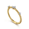 14K Yellow Gold Diamond Station Bujukan Stackable Ring - 0.1 ct