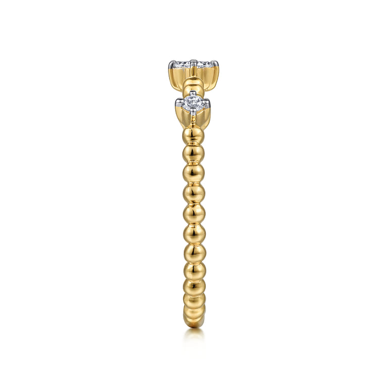 14K Yellow Gold Diamond Station Bujukan Stackable Ring - 0.1 ct - Shot 4