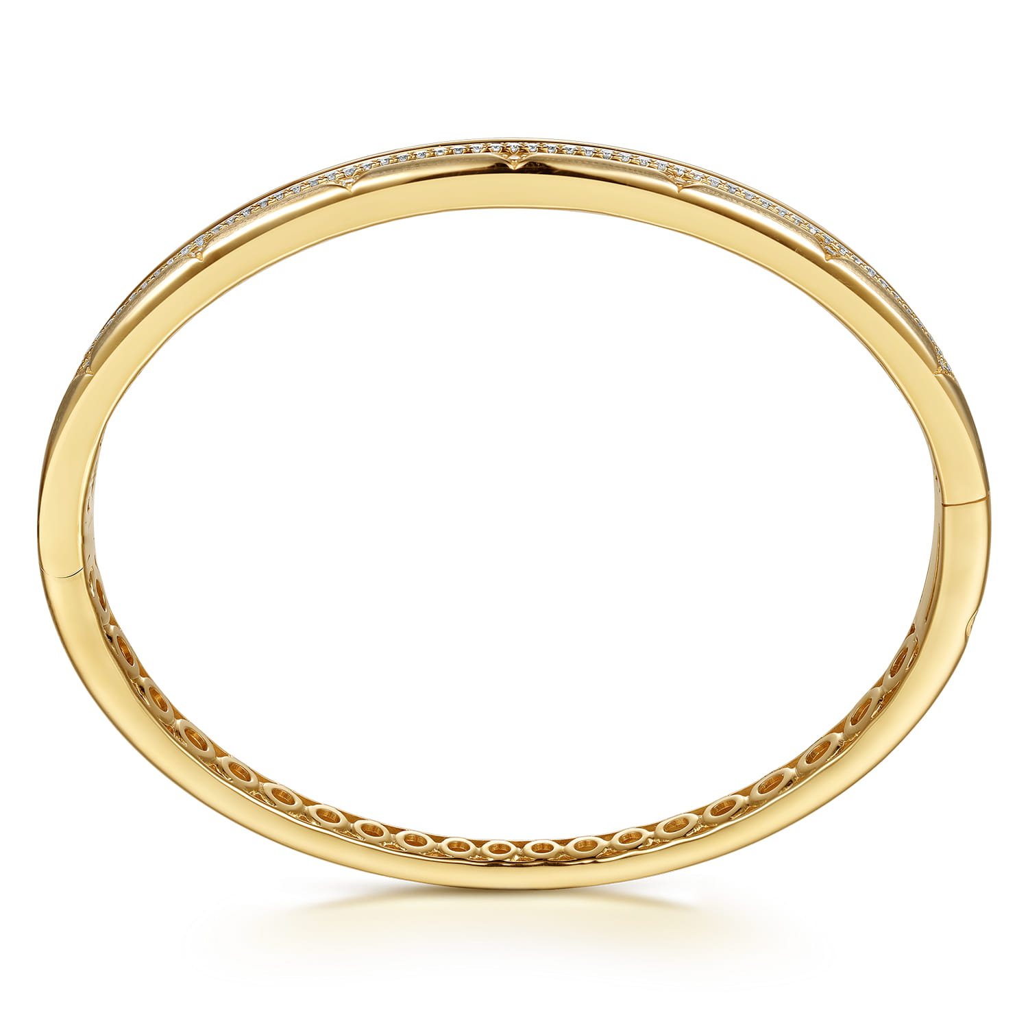 14K Yellow Gold Diamond Station Closed Bangle Bracelet - 0.4 ct - Shot 3