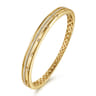 14K Yellow Gold Diamond Station Closed Bangle Bracelet - 0.4 ct