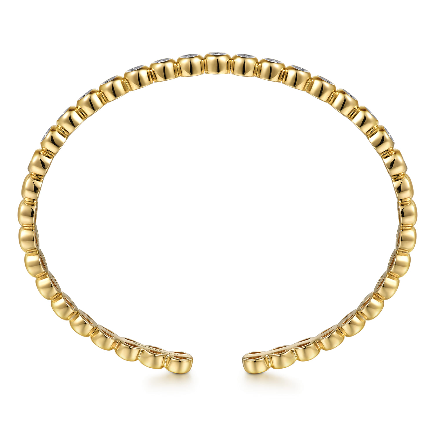 14K Yellow Gold Diamond Station Cuff Bangle Bracelet - 0.4 ct - Shot 3