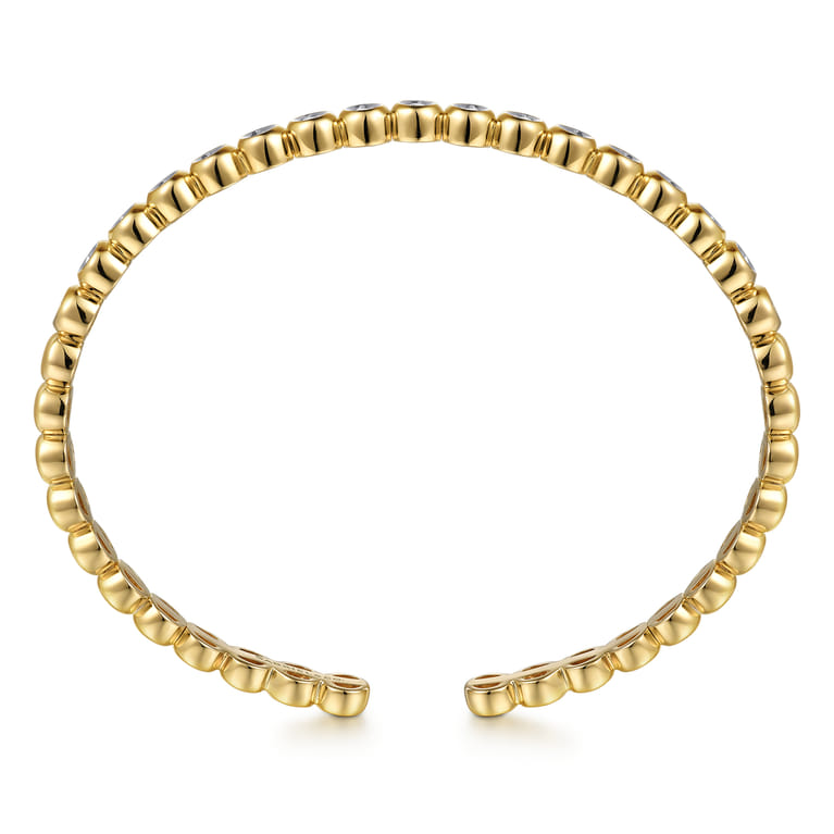 14K Yellow Gold Diamond Station Cuff Bangle Bracelet - 0.4 ct - Shot 3