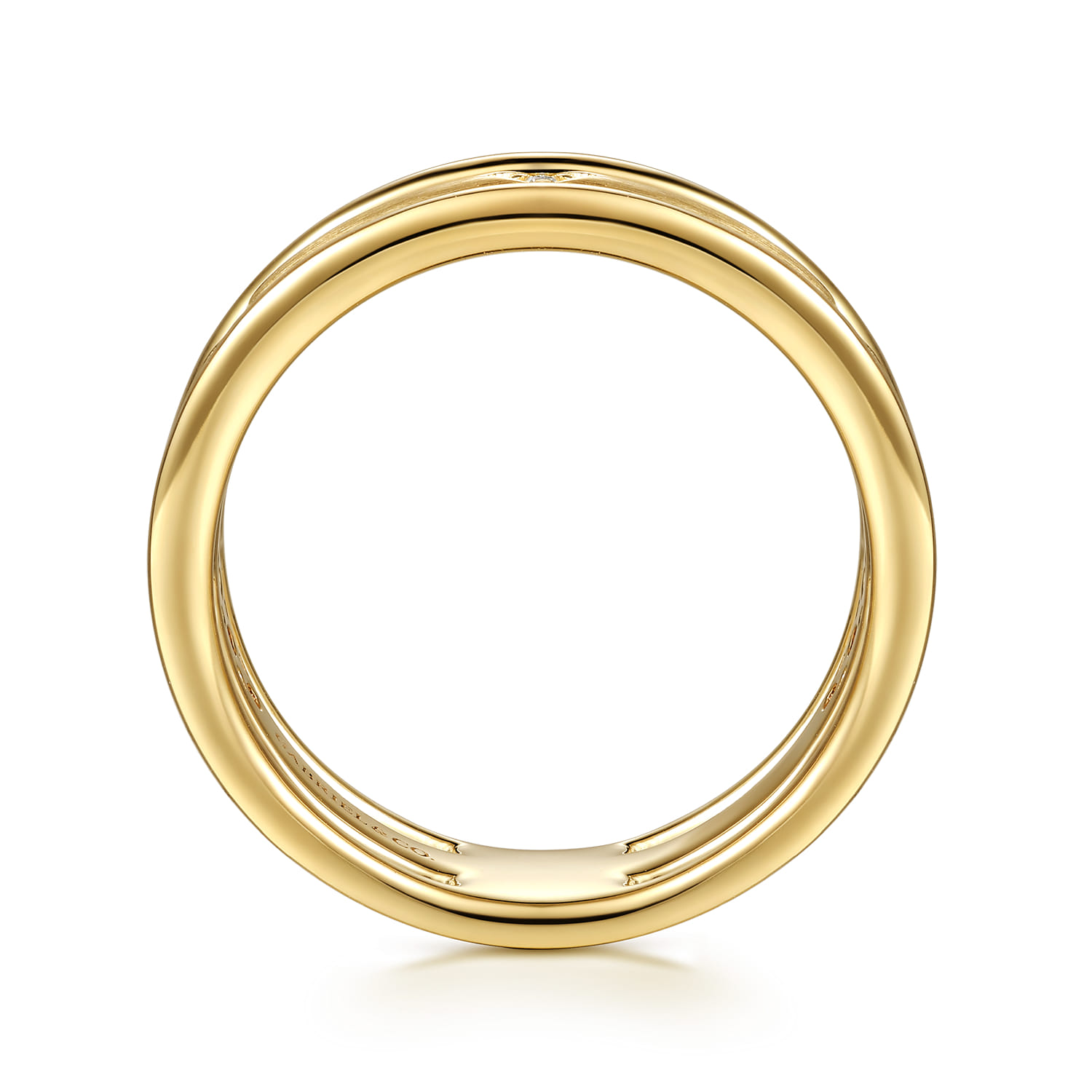 14K Yellow Gold Diamond Station Easy Stackable Ring - 0.02 ct - Shot 2