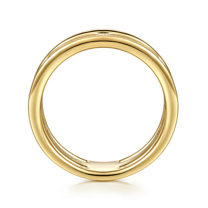 14K Yellow Gold Diamond Station Easy Stackable Ring