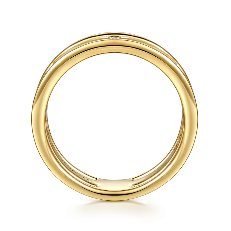 14K Yellow Gold Diamond Station Easy Stackable Ring - 0.02 ct - Shot 2