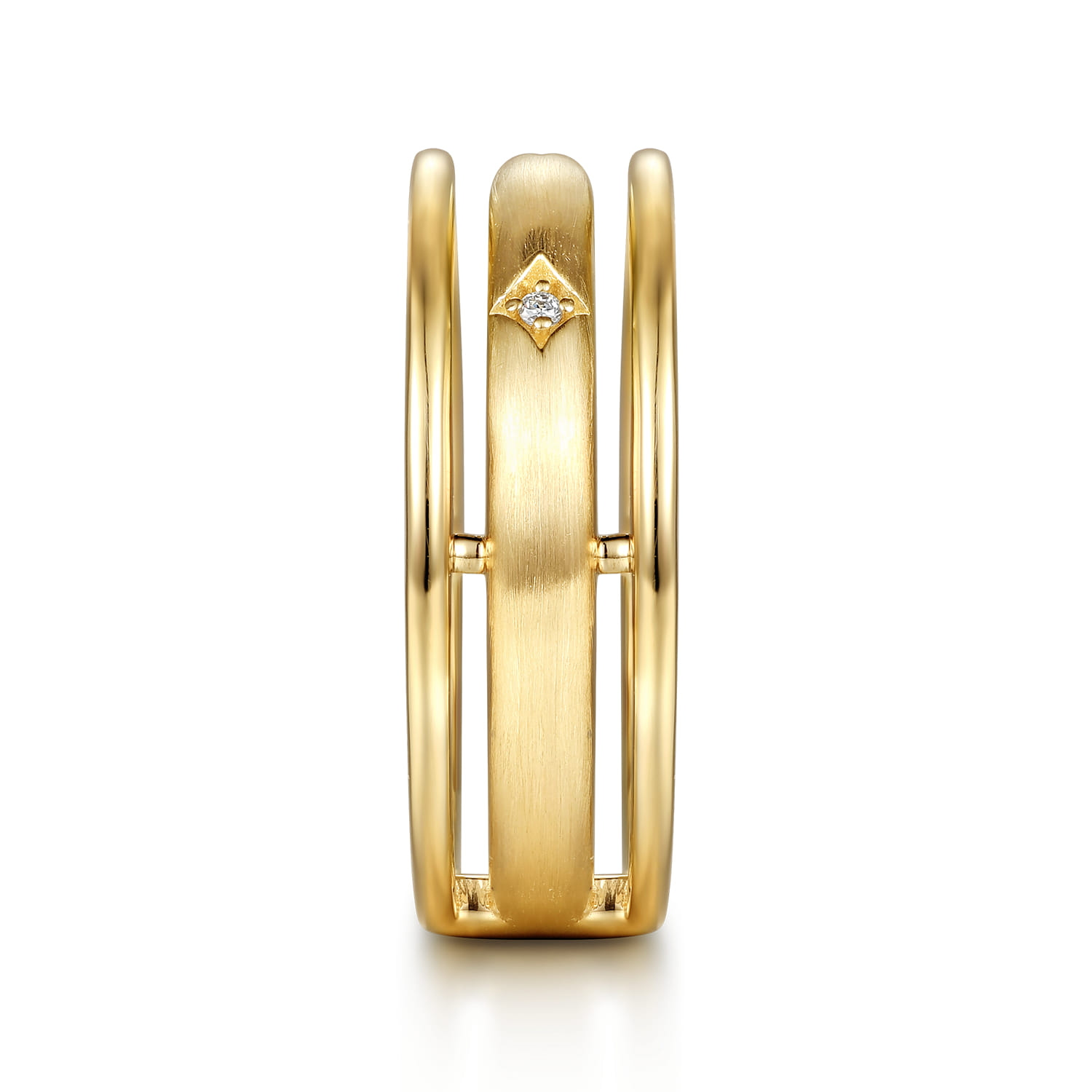 14K Yellow Gold Diamond Station Easy Stackable Ring - 0.02 ct - Shot 4