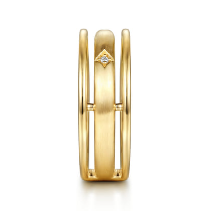 14K Yellow Gold Diamond Station Easy Stackable Ring