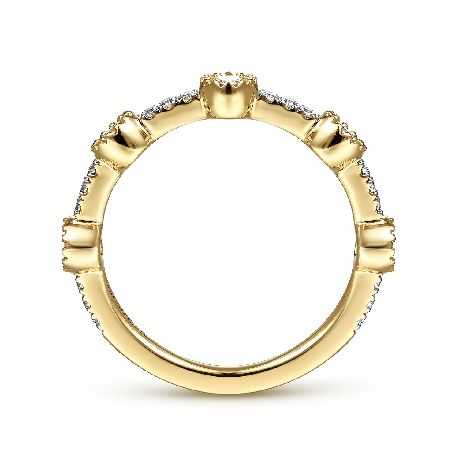 14K Yellow Gold Diamond Station Stackable Ring - 0.35 ct - Shot 2