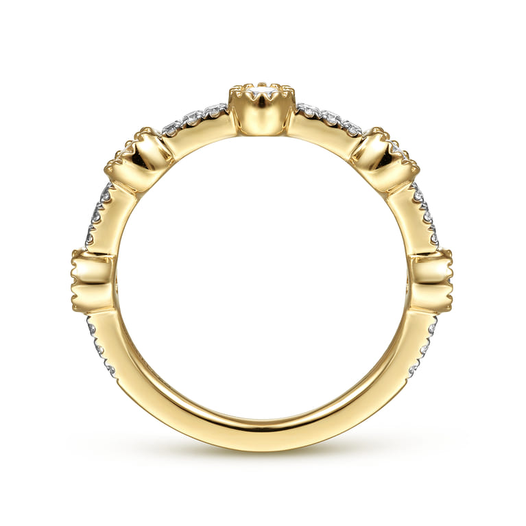 14K Yellow Gold Diamond Station Stackable Ring - 0.35 ct - Shot 2