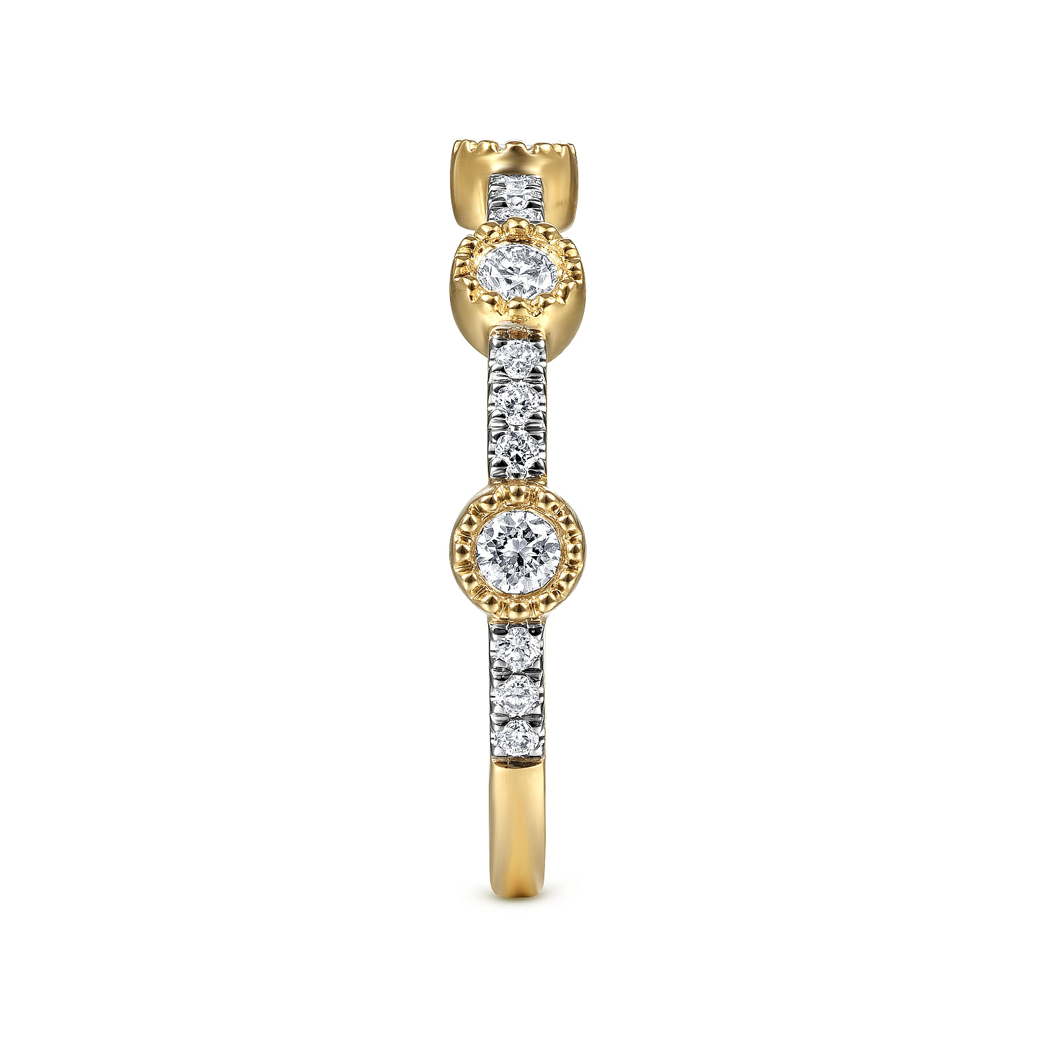 14K Yellow Gold Diamond Station Stackable Ring - 0.35 ct - Shot 4