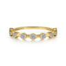 14K Yellow Gold Diamond Station Stackable Ring - 0.09 ct