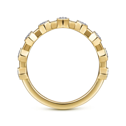 14K Yellow Gold Diamond Station Stackable Ring