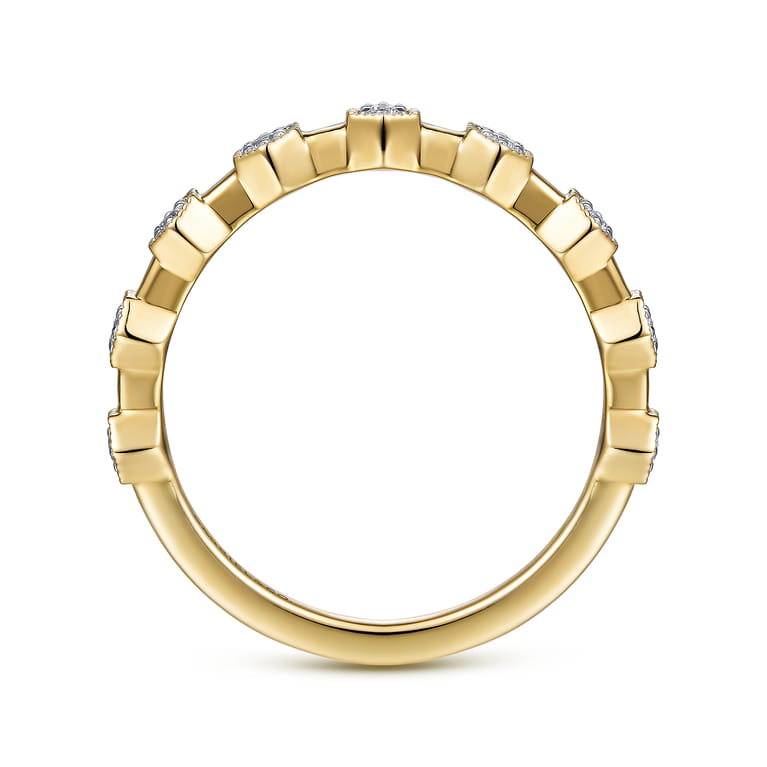 14K Yellow Gold Diamond Station Stackable Ring - 0.09 ct - Shot 2