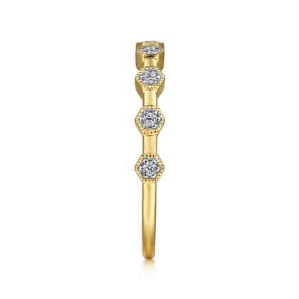 14K Yellow Gold Diamond Station Stackable Ring