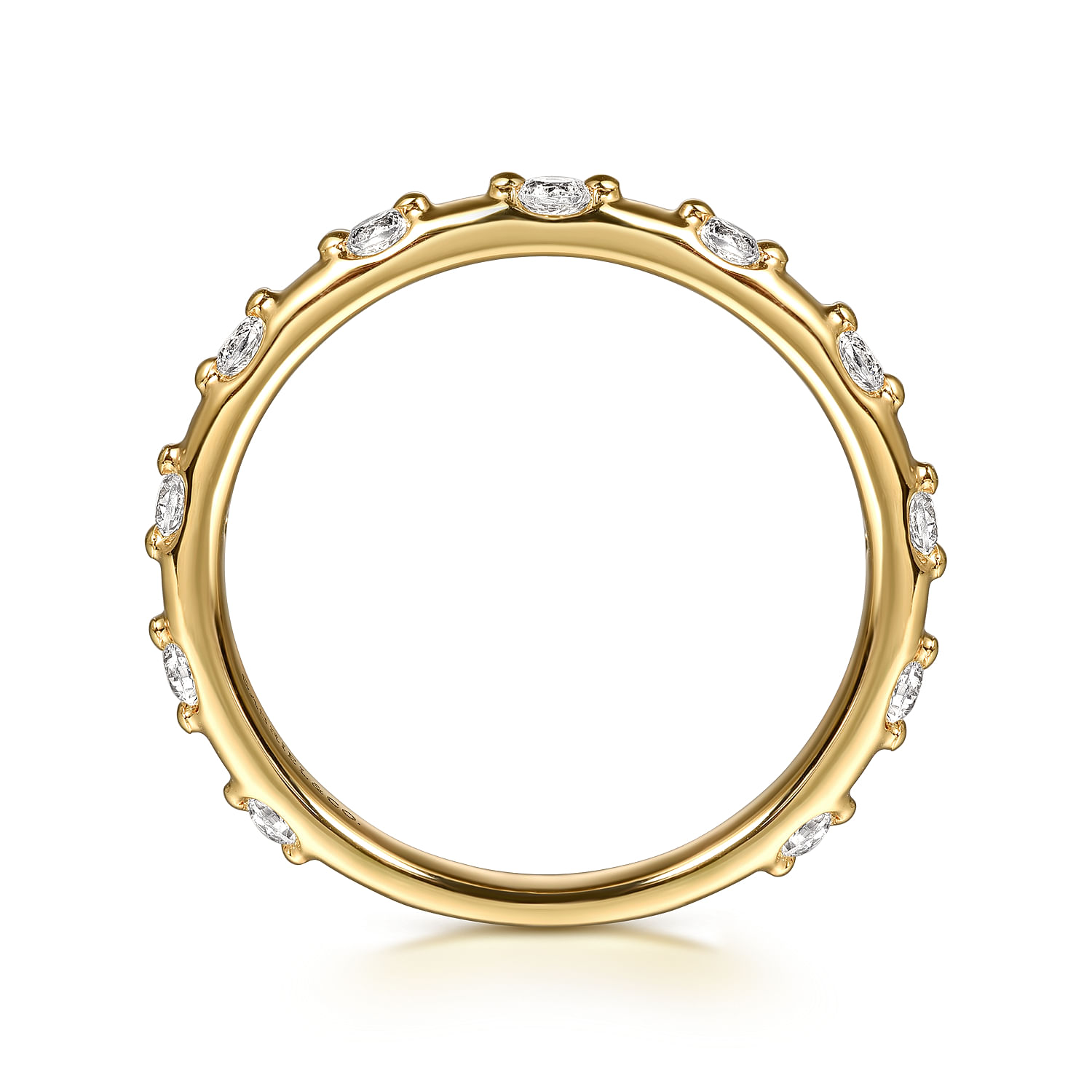 14K Yellow Gold Diamond Station Stackable Ring