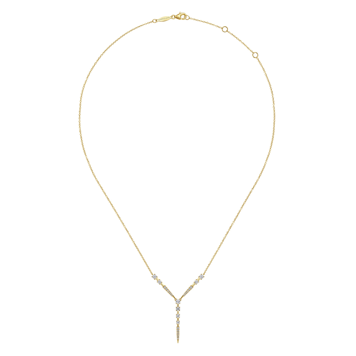 14K Yellow Gold Diamond Station Y Necklace - 0.75 ct - Shot 2
