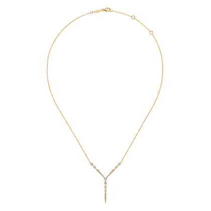 14K Yellow Gold Diamond Station Y Necklace