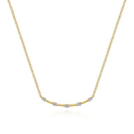 14K Yellow Gold Diamond Stations Bar Necklace