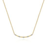14K Yellow Gold Diamond Stations Bar Necklace - 0.06 ct