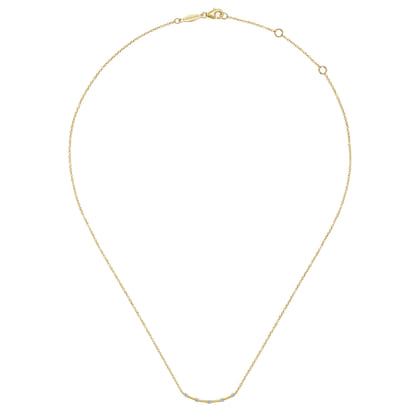 14K Yellow Gold Diamond Stations Bar Necklace
