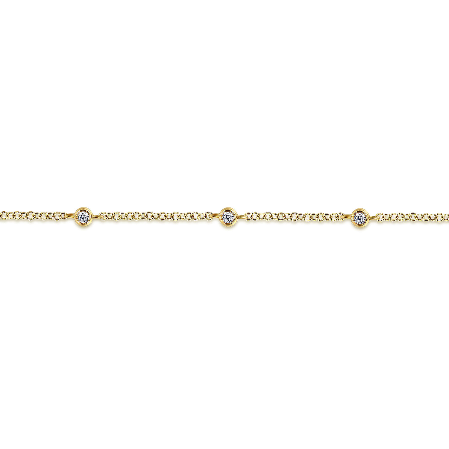 14K Yellow Gold Diamond Stations Chain Bracelet - 0.08 ct - Shot 2