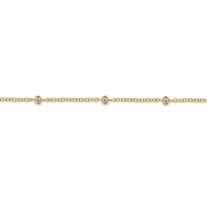 14K Yellow Gold Diamond Stations Chain Bracelet