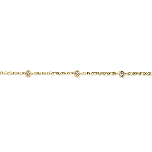14K Yellow Gold Diamond Stations Chain Bracelet - 0.08 ct - Shot 2