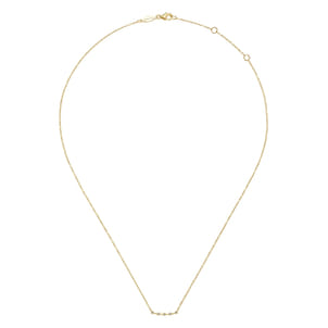 14K Yellow Gold Diamond Stations Curved Bar Necklace
