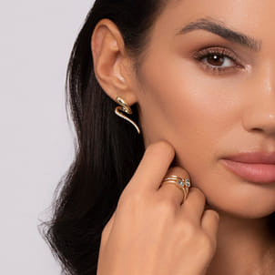 14K Yellow Gold Diamond Stud Drop Earrings