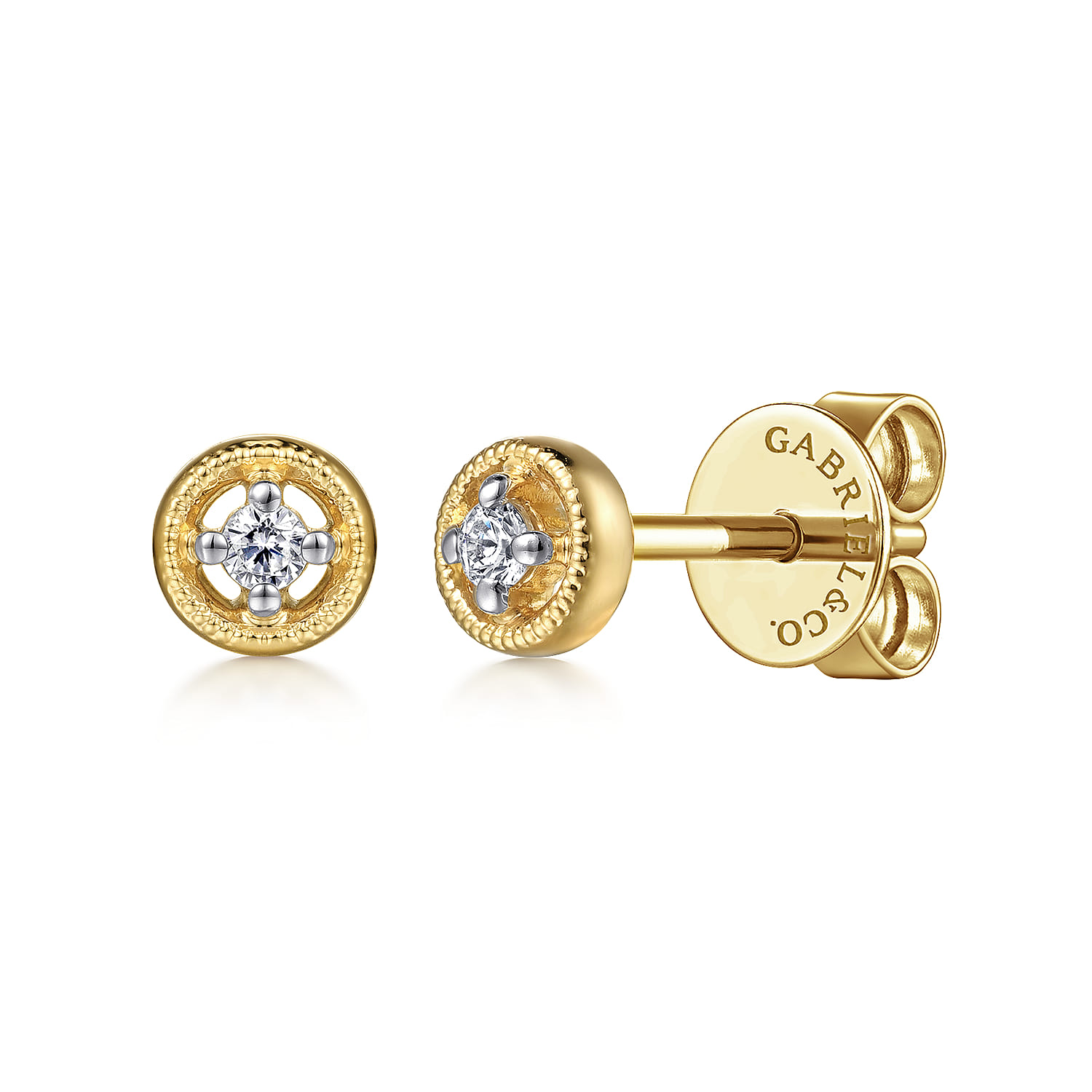 14K Yellow Gold Diamond Stud Earrings - 0.04 ct - Shot 1