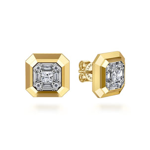 14K Yellow Gold Diamond Stud Earrings