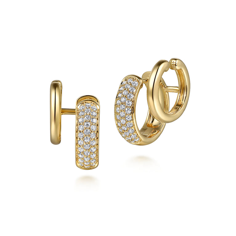 14K Yellow Gold Diamond Stuggies Earrings - 0.5 ct - Shot 1