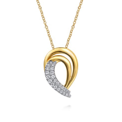 14K Yellow Gold Diamond Swirl Pendant Necklace
