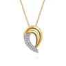 14K Yellow Gold Diamond Swirl Pendant Necklace - 0.5 ct