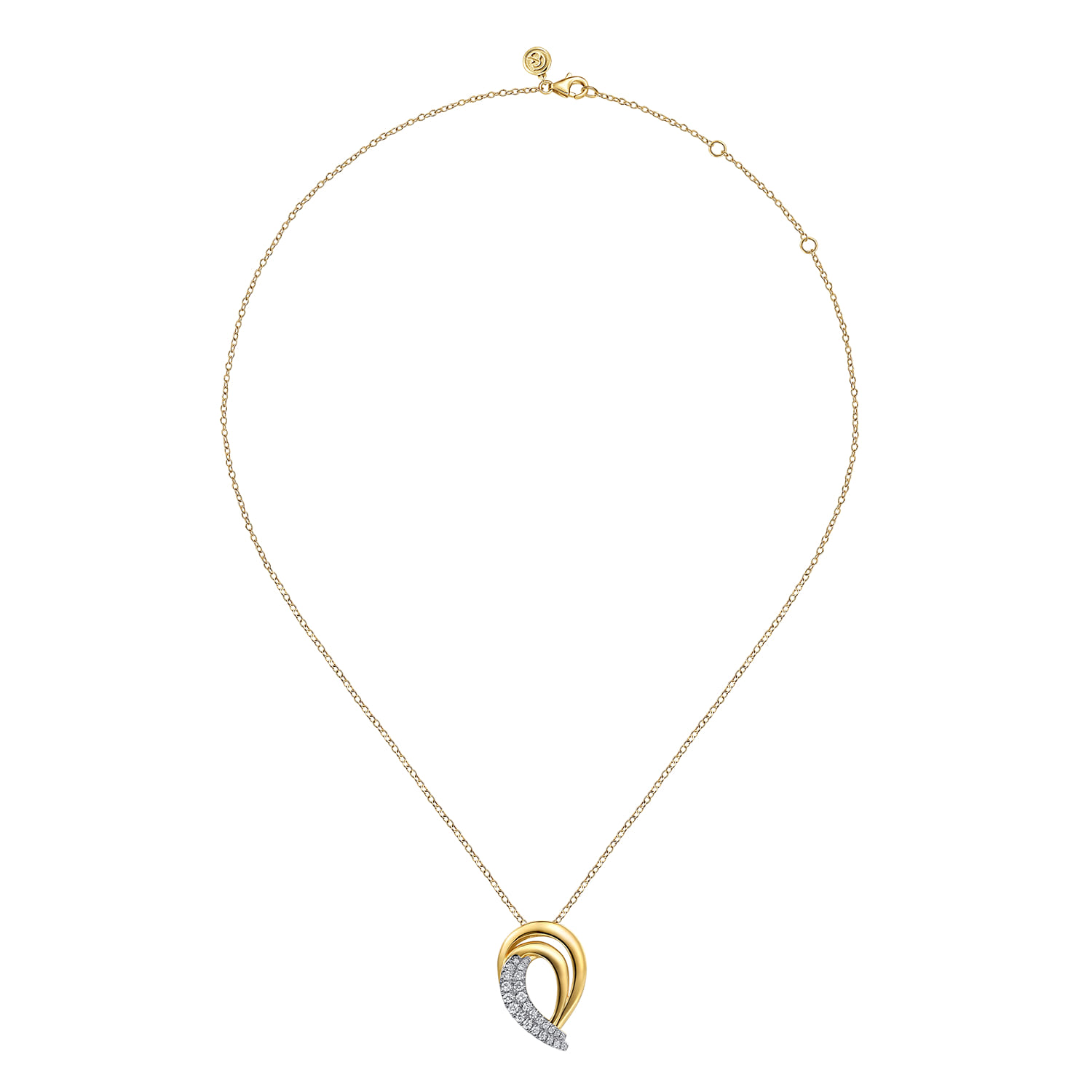 14K Yellow Gold Diamond Swirl Pendant Necklace - 0.5 ct - Shot 2