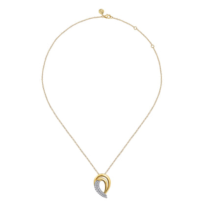 14K Yellow Gold Diamond Swirl Pendant Necklace
