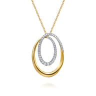 14K Yellow Gold Diamond Swirl Pendant Necklace
