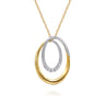 14K Yellow Gold Diamond Swirl Pendant Necklace - 0.55 ct