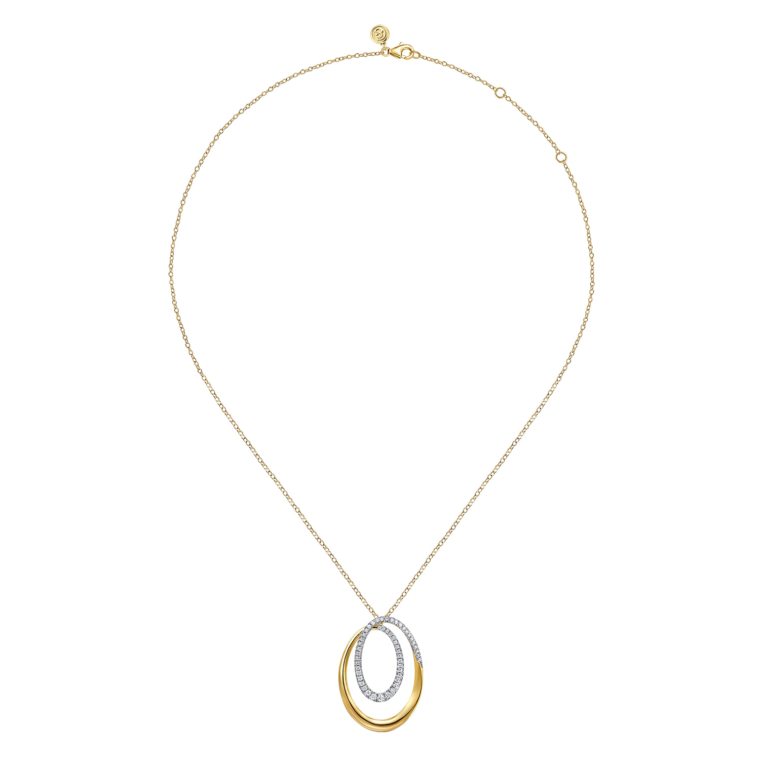14K Yellow Gold Diamond Swirl Pendant Necklace