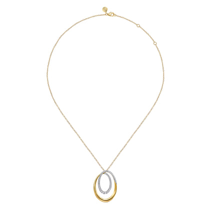 14K Yellow Gold Diamond Swirl Pendant Necklace