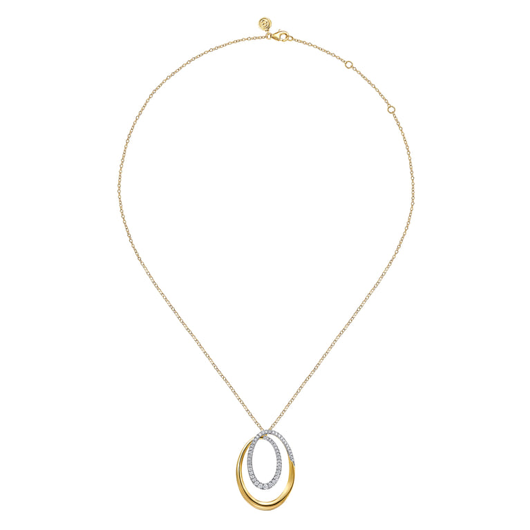 14K Yellow Gold Diamond Swirl Pendant Necklace - 0.55 ct - Shot 2