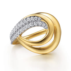 14K Yellow Gold Diamond Swirl Ring