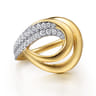 14K Yellow Gold Diamond Swirl Ring - 0.3 ct