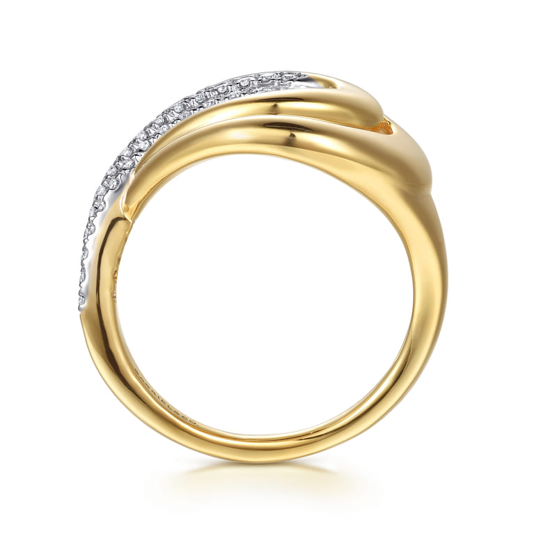 14K Yellow Gold Diamond Swirl Ring - 0.3 ct - Shot 2
