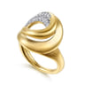 14K Yellow Gold Diamond Swirl Ring - 0.3 ct