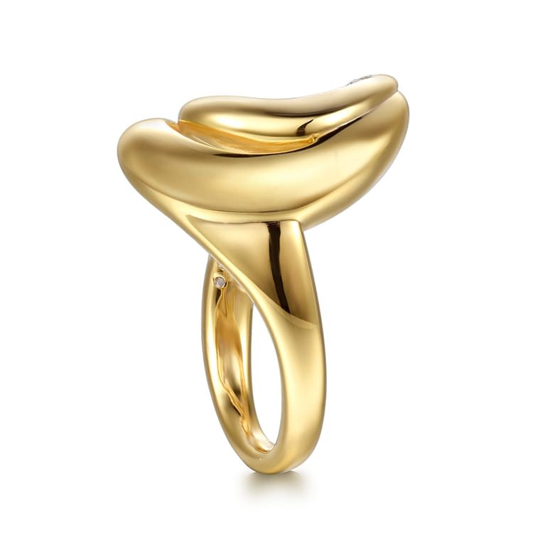 14K Yellow Gold Diamond Swirl Ring - 0.3 ct - Shot 4